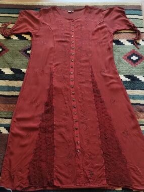 Le Montecristo Creation Vintage Bohemian Hippy 90s Embroidered Maxi Dress XXL